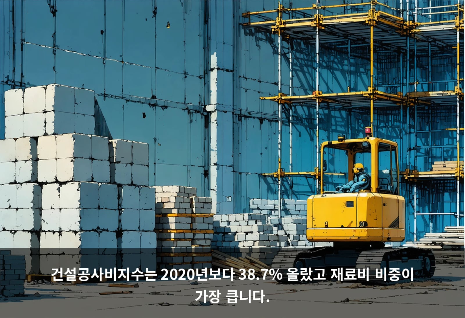 건설공사비지수는 2020년보다 38.7% 올랐고 재료비 비중이 가장 큽니다.