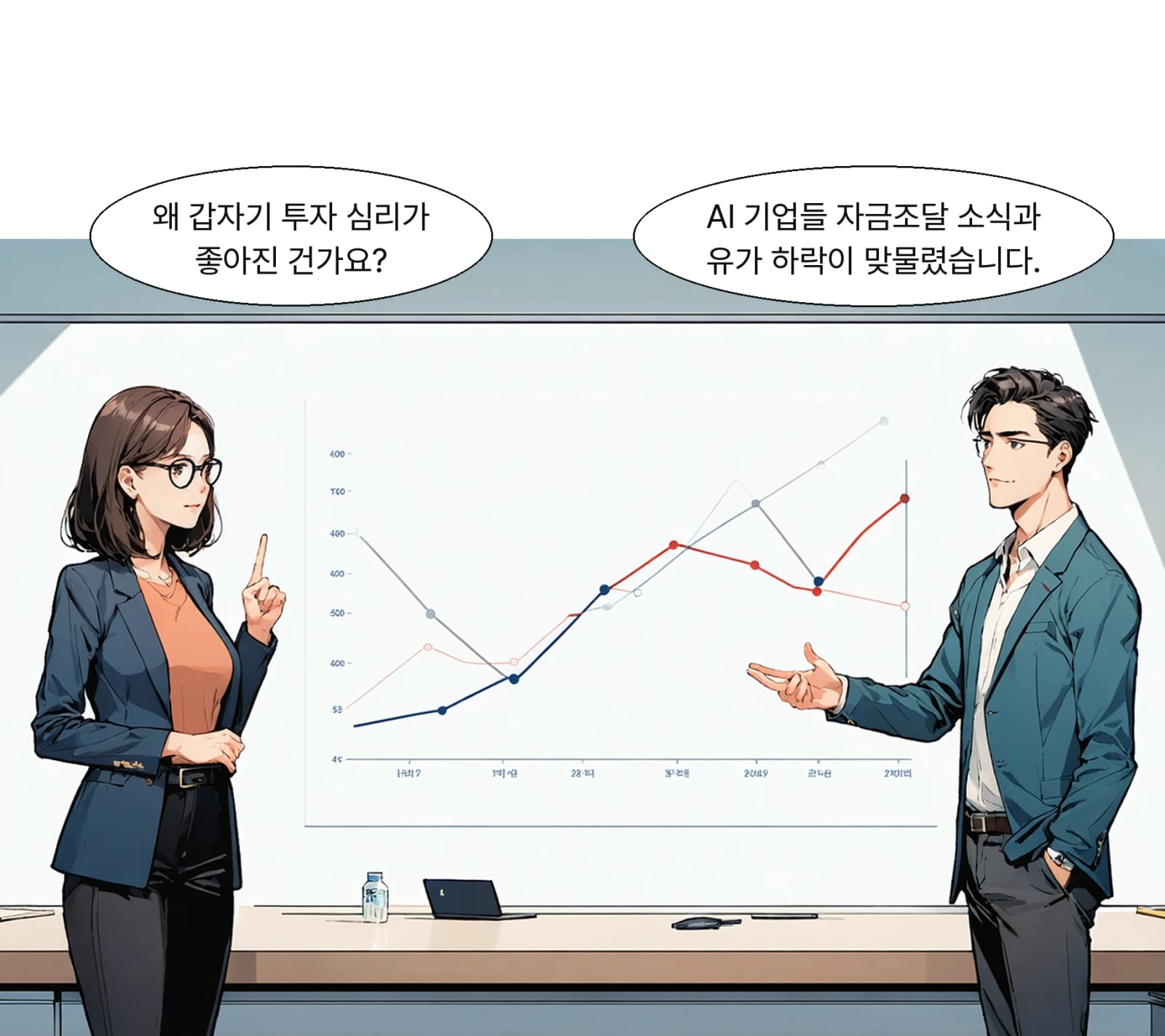 AI 산업 수익화 우려 완화와 중동 긴장 완화에 따른 유가 하락이 겹쳤습니다.