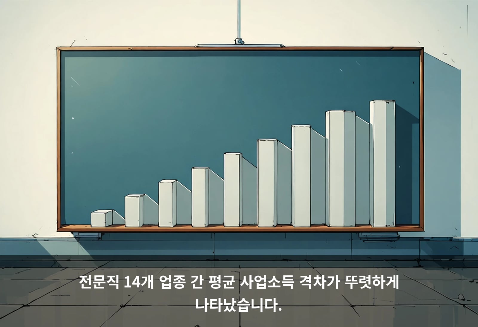 전문직 14개 업종 간 평균 사업소득 격차가 뚜렷하게 나타났습니다.