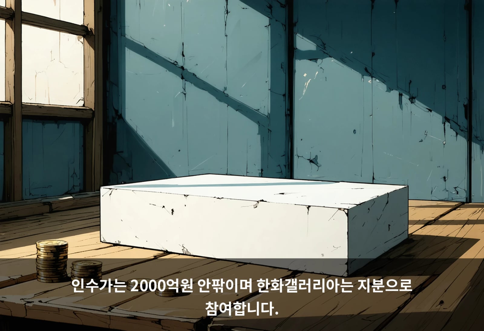 인수가는 2000억원 안팎이며 한화갤러리아는 지분으로 참여합니다.