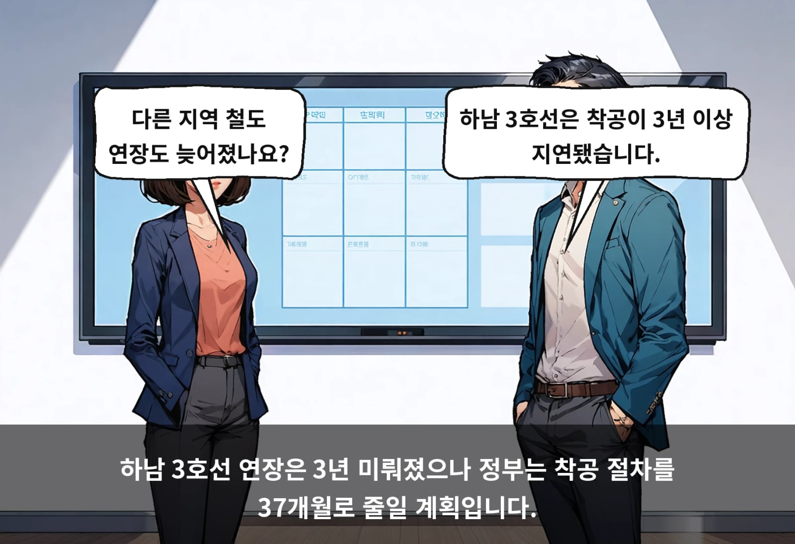 하남 3호선 연장은 3년 미뤄졌으나 정부는 착공 절차를 37개월로 줄일 계획입니다.