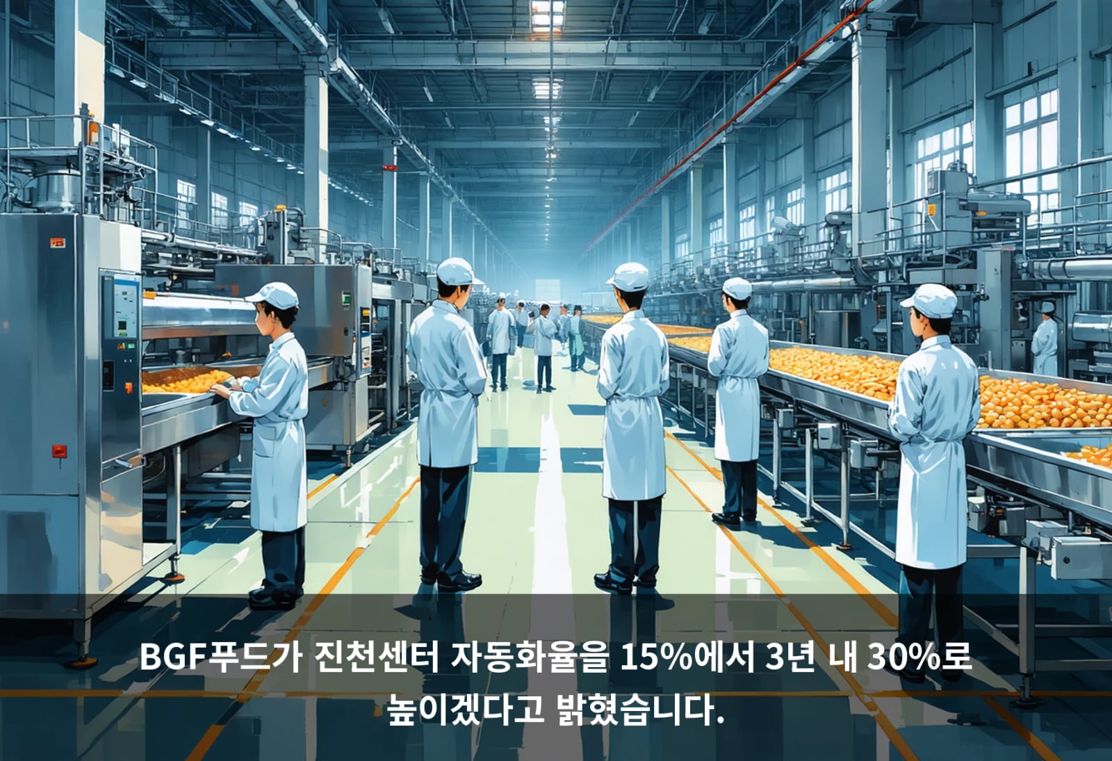 BGF푸드가 진천센터 자동화율을 15%에서 3년 내 30%로 높이겠다고 밝혔습니다.