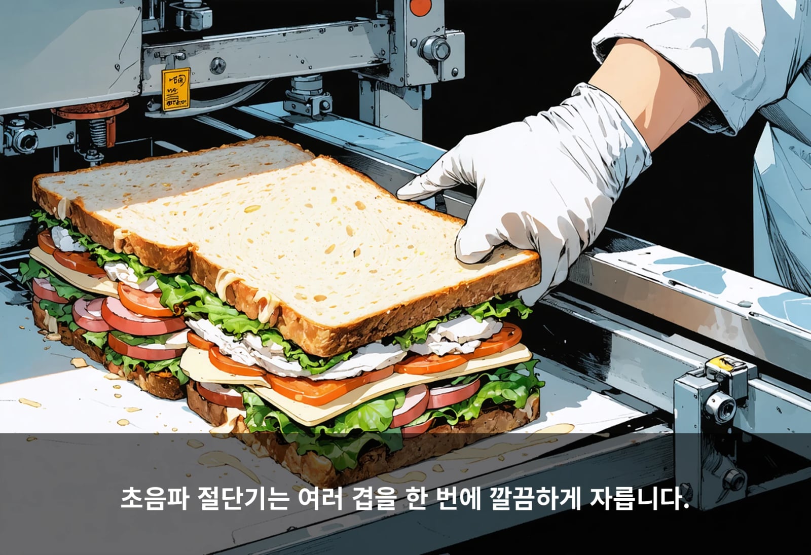 초음파 절단기는 여러 겹을 한 번에 깔끔하게 자릅니다.