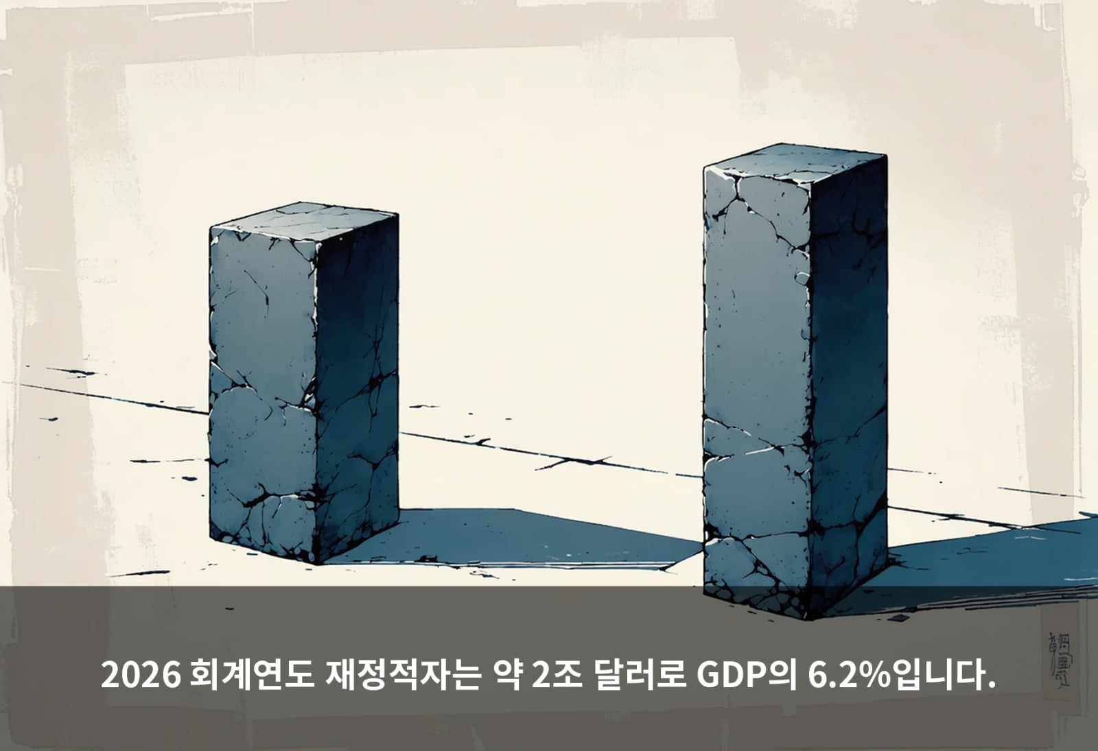 2026 회계연도 재정적자는 약 2조 달러로 GDP의 6.2%입니다.
