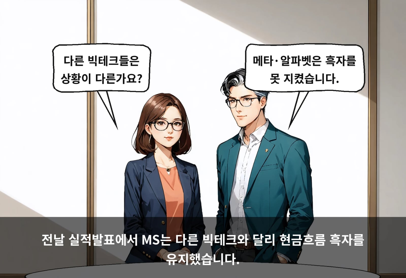 전날 실적발표에서 MS는 다른 빅테크와 달리 현금흐름 흑자를 유지했습니다.
