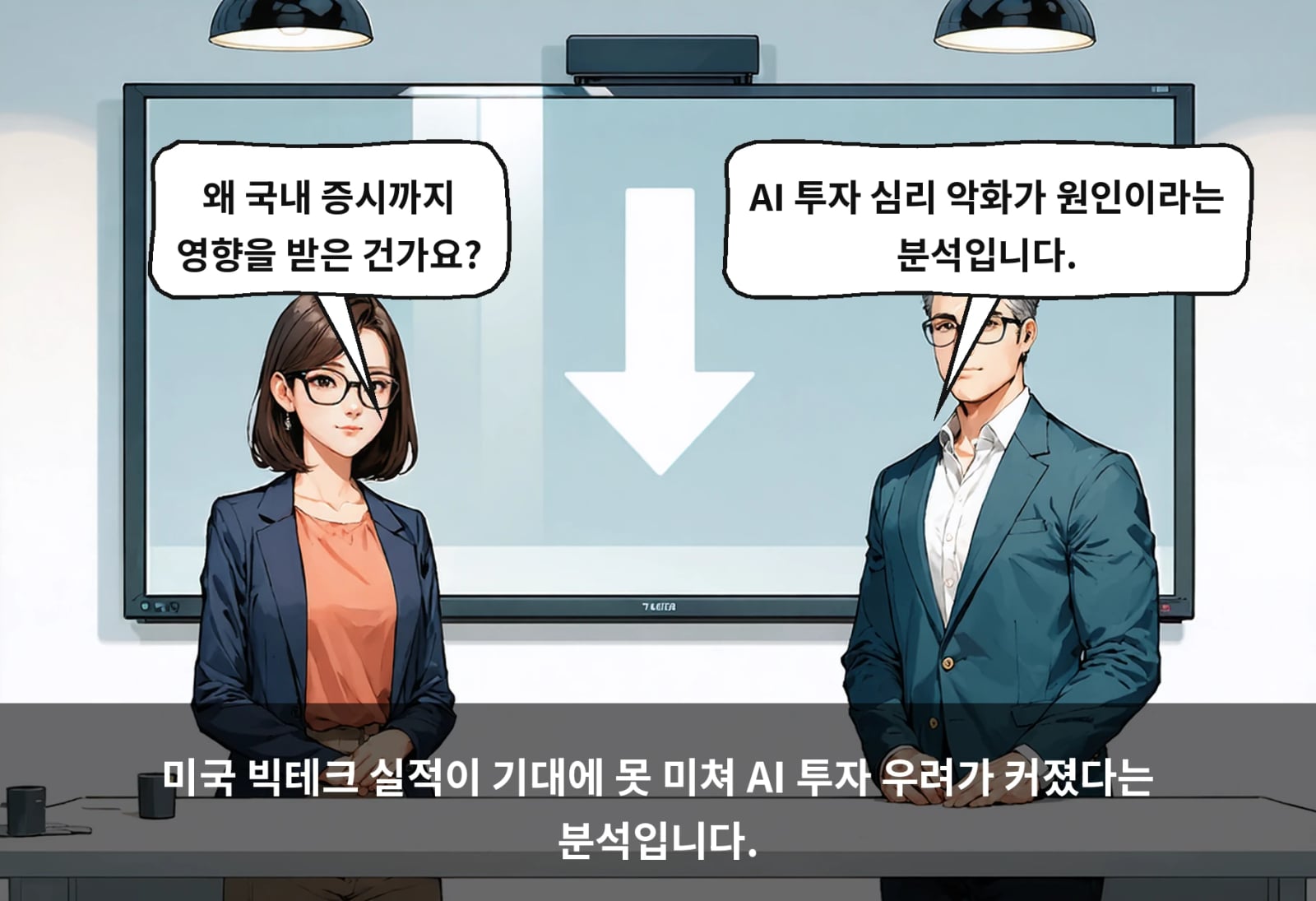 미국 빅테크 실적이 기대에 못 미쳐 AI 투자 우려가 커졌다는 분석입니다.