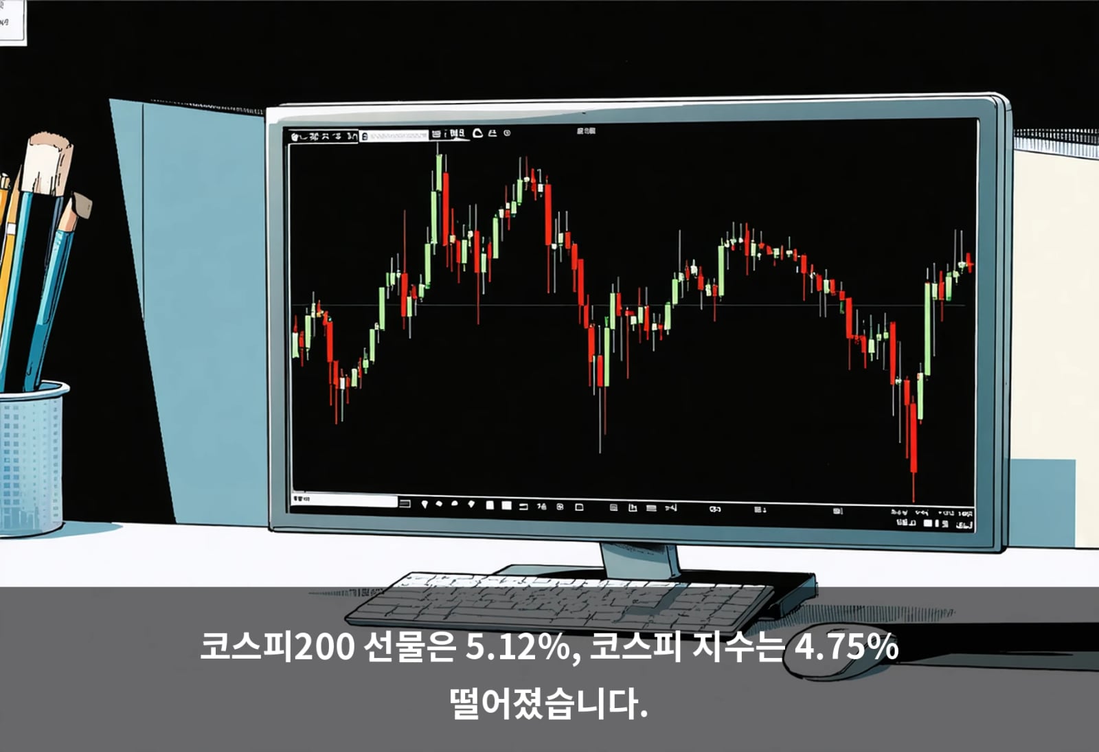 코스피200 선물은 5.12%, 코스피 지수는 4.75% 떨어졌습니다.