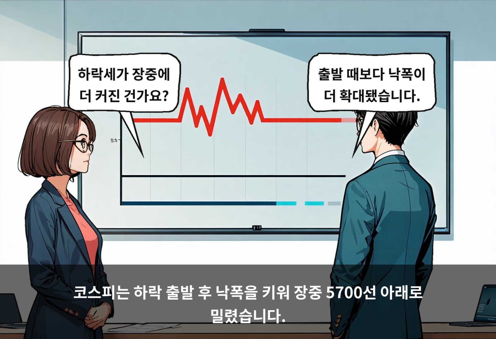 코스피는 하락 출발 후 낙폭을 키워 장중 5700선 아래로 밀렸습니다.