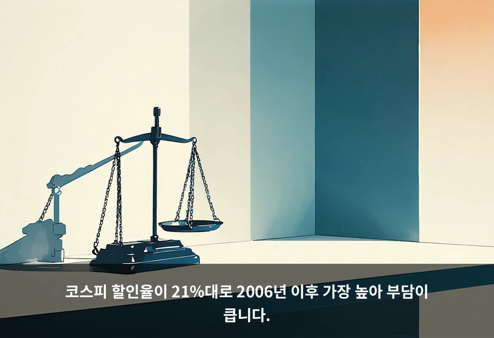코스피 할인율이 21%대로 2006년 이후 가장 높아 부담이 큽니다.