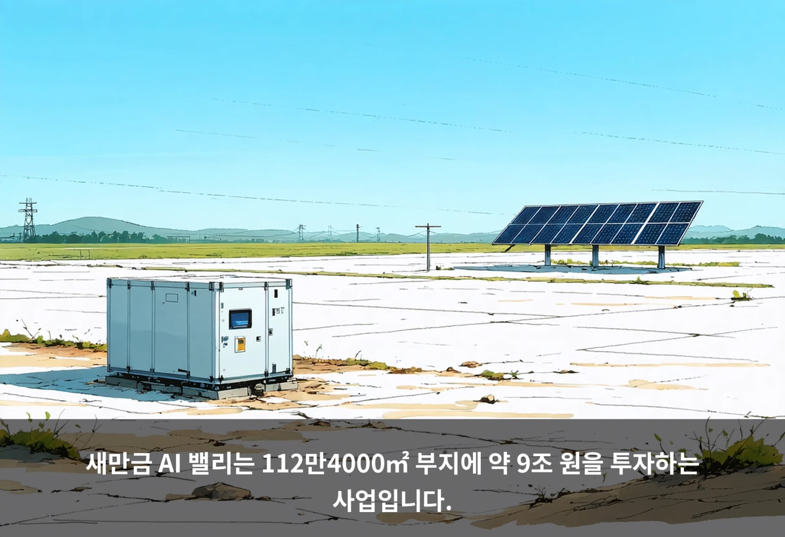 새만금 AI 밸리는 112만4000㎡ 부지에 약 9조 원을 투자하는 사업입니다.