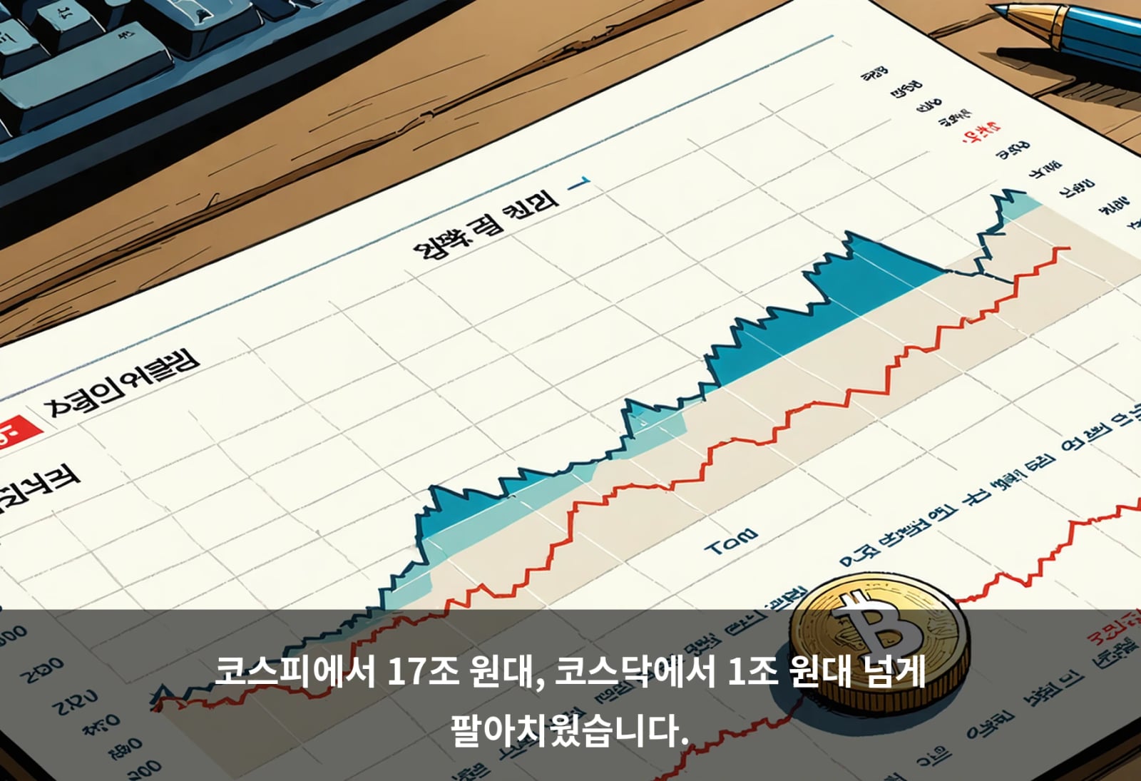 코스피에서 17조 원대, 코스닥에서 1조 원대 넘게 팔아치웠습니다.