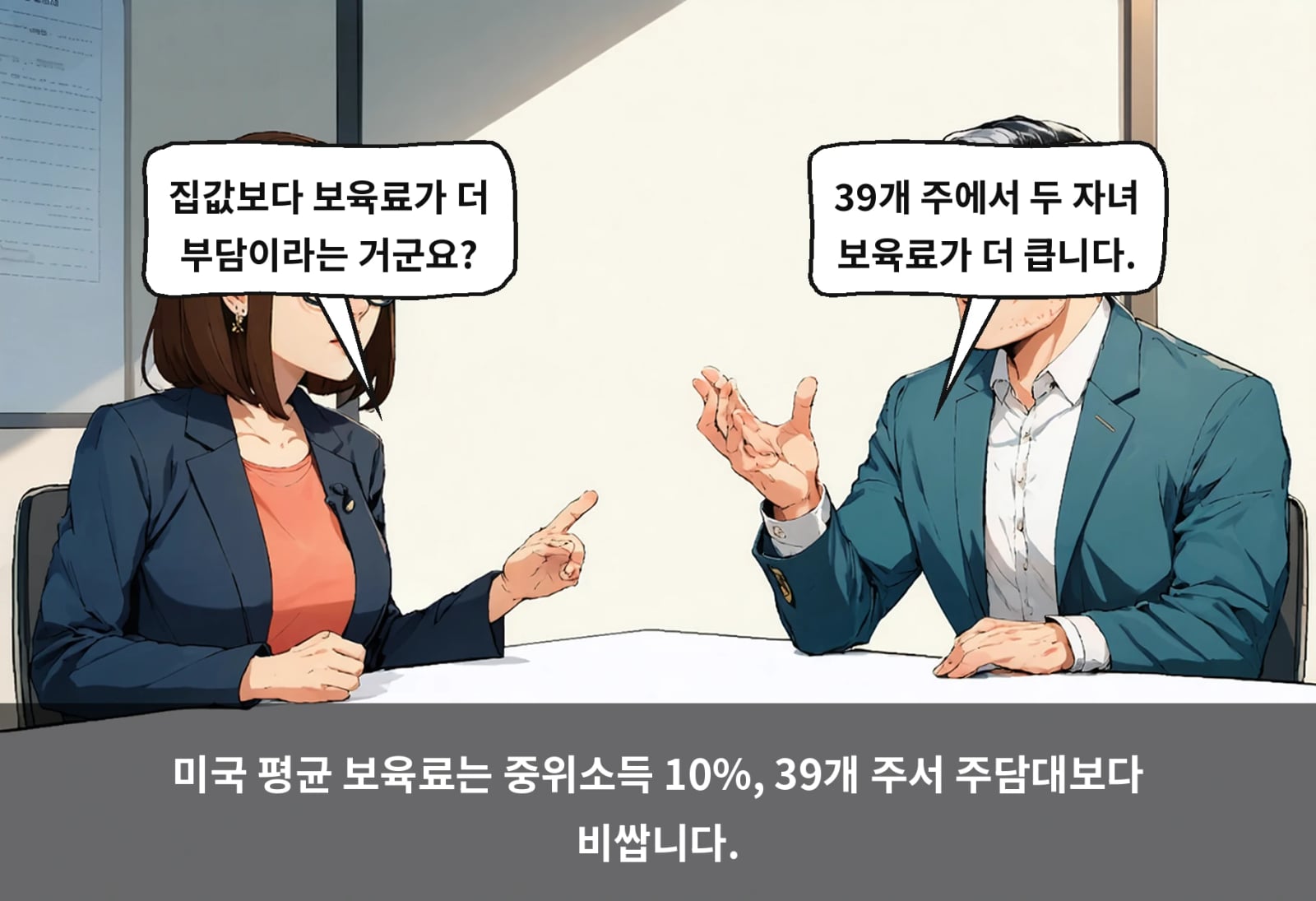 미국 평균 보육료는 중위소득 10%, 39개 주서 주담대보다 비쌉니다.